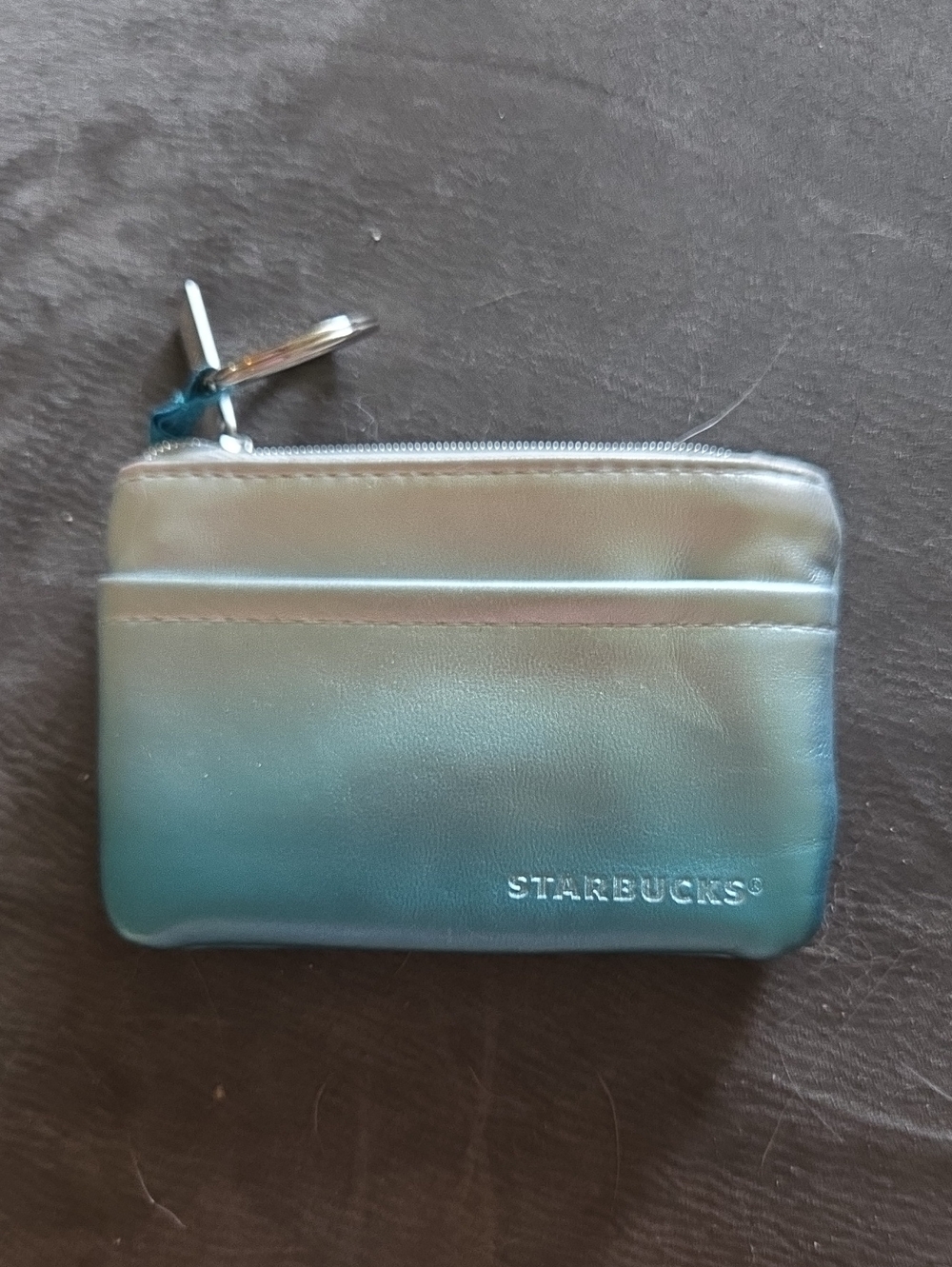 Starbucks Iridescent Blue-Green Card Pouch with Keyring